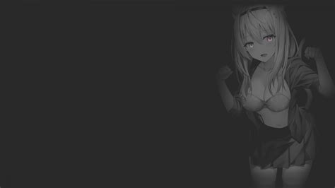 Fond D Cran Anime Filles Anime Illustration Fan Art Fond Sombre Minimalisme Monochrome