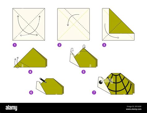 Origami Tutorial For Kids Origami Cute Turtle Stock Vector Image And Art