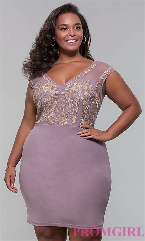 Short Plus Size Embroidered Bodice Party Dress In 2020 Plus Size Formal Dresses Purple Plus