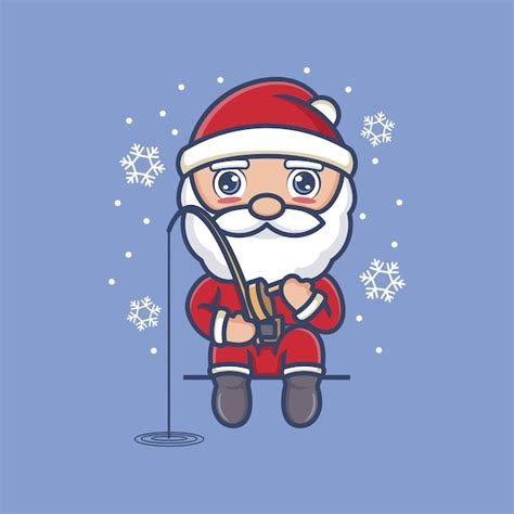 Premium Vector Cute Cartoon Santa Claus Fishing