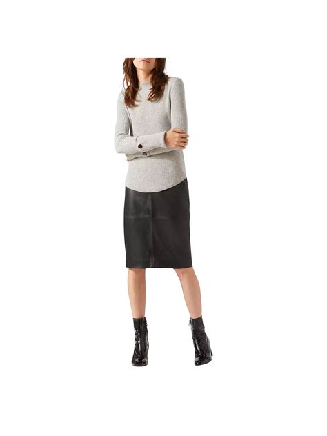 Jigsaw Leather High Waisted Leather Pencil Skirt At John Lewis And Partners