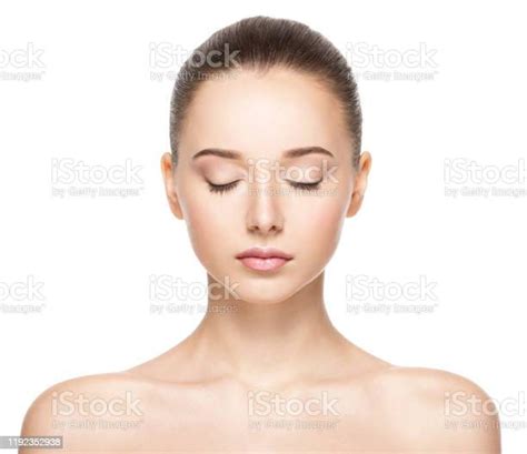 Face Of A Beautiful Girl With Closed Eyes Closeup Stock Photo