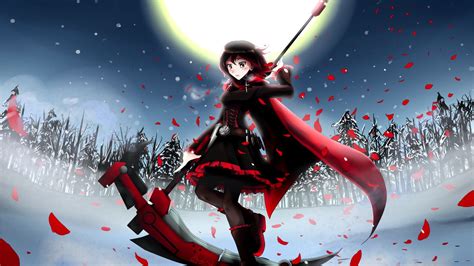 Desktop Wallpaper Ruby Rose Rwby Anime Girl Warrior Hd Image