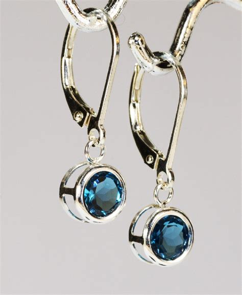 London Blue Topaz Dangle Earrings Sterling Silver Lever Back