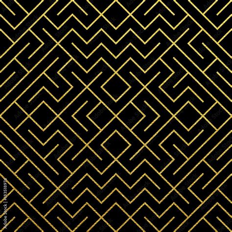 Golden Abstract Geometric Pattern Background With Gold Glitter Mesh