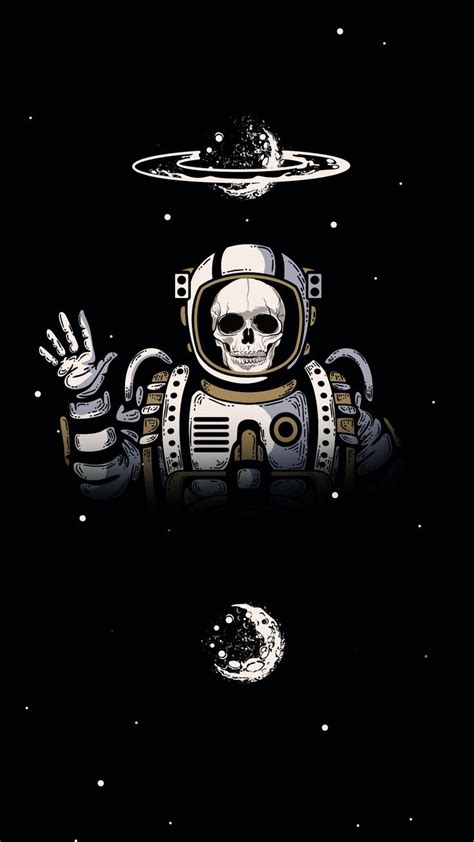 Skull Astronaut In Dark Space Wallpaper For Android And Iphones Visit