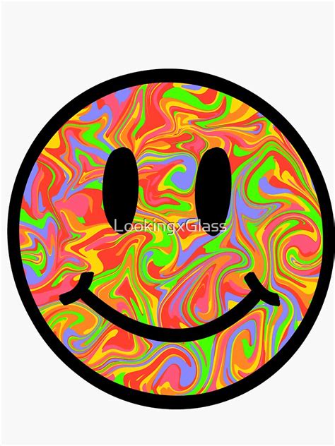Hippie Smiley Face Sticker By Lookingxglass Redbubble