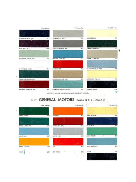 Chevy Paint Colors Chart