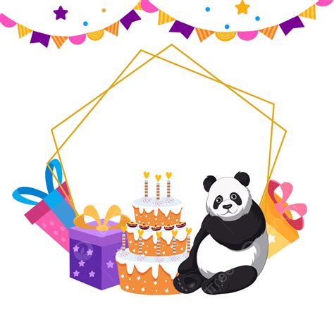 Panda Birthday Clipart Hd Png Cartoon Panda Birthday Border Cartoon Cake T Png Image For