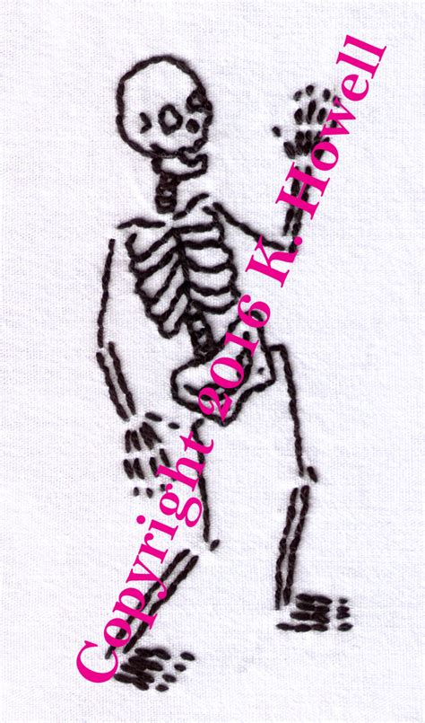Skeleton Hand Embroidery Pattern Dancing Skeleton Halloween Etsy