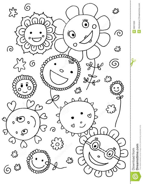 If you like holiday you'll love the holiday coloring page on our website. Cute Flowers Coloring Page stock illustration ...