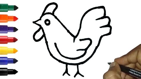 How To Draw A Hen Easy Easy Hen Drawing For Kids Youtube