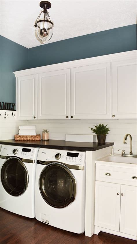 Inexpensive Small Diy Shiplap Laundry Room And Mudroom Ideas With Blue