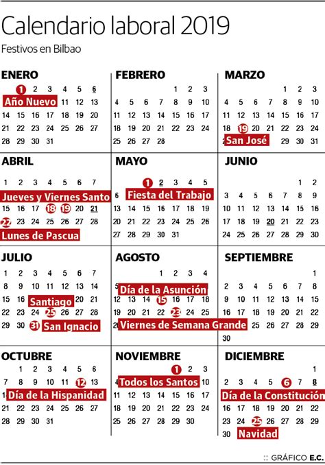 Calendario laboral de bilbao para 2021 | el correo estos serán los días festivos en bilbao el año que viene aste nagusia se celebrará entre el 21 y el 29 de agosto festivos en bilbao en 2021. Calendario laboral de Bilbao 2019 | El Correo