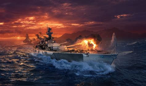 壁纸 战舰世界 Gir World Of Warships 战列舰 炮塔 盔甲 Naval Guns 视频游戏 水 船