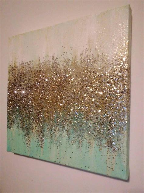 Handmade Abstract Glitter Painting Custom Modern Chic Home Glitter