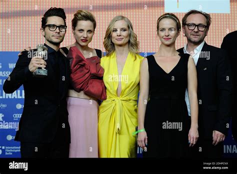 Director Tomasz Wasilewski Winner Of The Silver Bear For Best Script Poses With His Cast