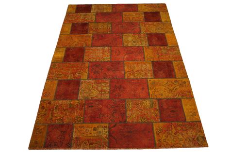 Patchwork Teppich Orange Rot in 300x200cm (1001-2008 ...