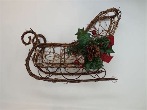 Sleigh Decoration Christmas Vine Sleigh Rustic Sleigh Decor Etsy