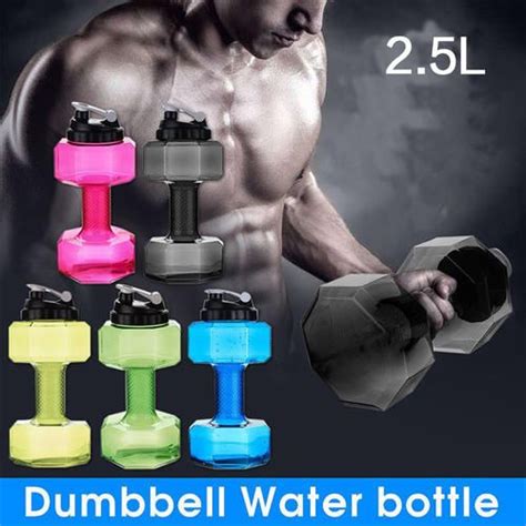 new 2 5l creative dumbbell shaped sport water cup kettle fit drink gym bottle bpa free from