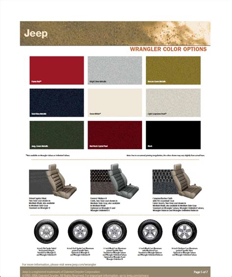 Jeep Color Code Chart