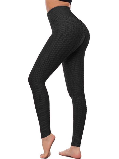 Fitvalen Women High Waisted Booty Yoga Pants Ruched Textured Tummy Control Scrunch Leggings Butt