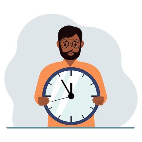 Premium Vector The Man Is Holding A Big Clock In His Hands Time