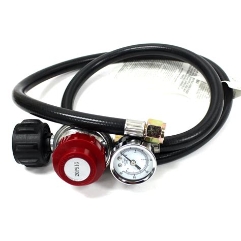 Controlling gas pressure with a compressed gas regulator. 4 Ft BBQ Hose & High Pressure 20 PSI Adjustable LP Propane ...