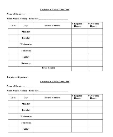 Printable Time Card Template 12 Free Word Excel Pdf Documents Download