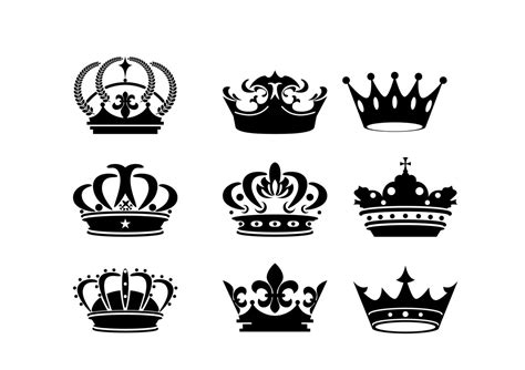 Crown Silhouette Digital Clipart Vector Eps Png Files Black Etsy