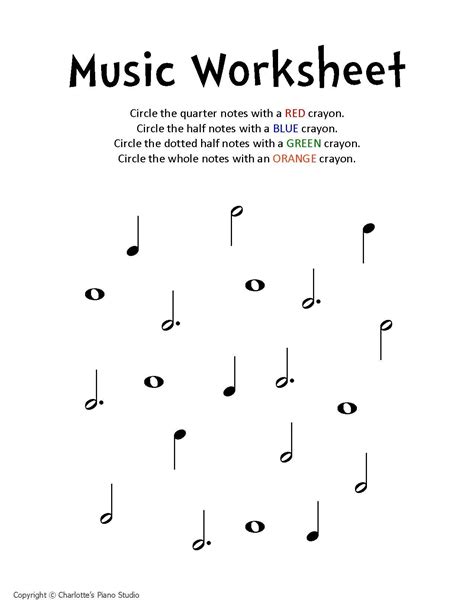 Music Worksheet For Kids
