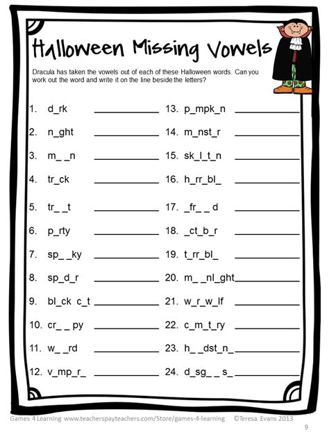 Find halloween words like spider, blood, fall, orange, black cat, boo, broom, mask, bones, moon, candy, costumes. Fun Games 4 Learning: Halloween Literacy Freebies