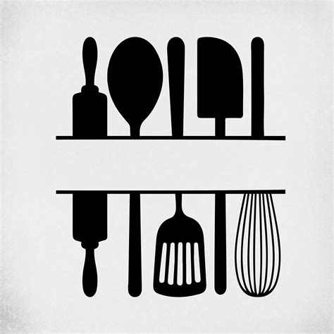 Split Kitchen Utensils Svg Cut Files For Cricut Silhouette Etsy Norway