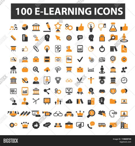 learning icons, learning logo, e-learning icons vector, e-learning flat illustration concept, e ...