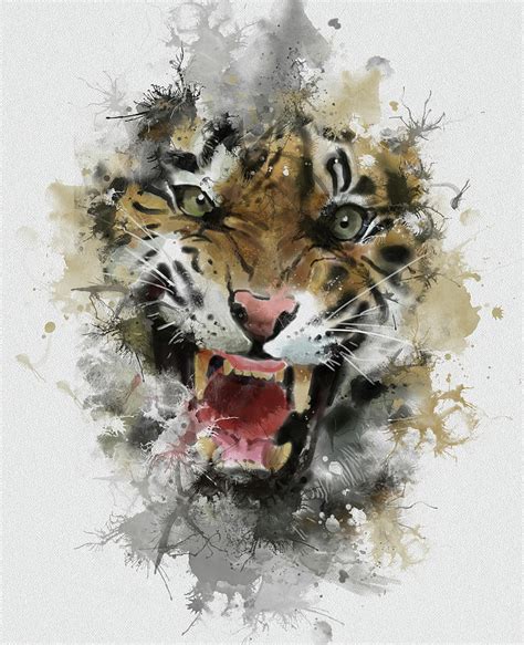 Angry Tiger Abstract Digital Art By Bekim M Pixels