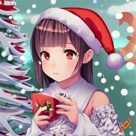 Cute Anime Girl Celebrating Christmas On Craiyon