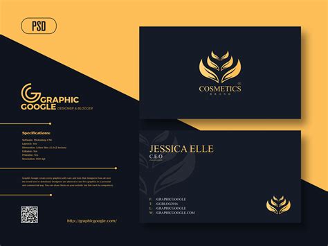 Free Cosmetics Brand Business Card Design Template - Graphic Google - Tasty Graphic Designs ...