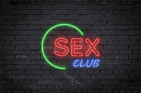Bright Neon Sign With The Text Sex Club On A Brick Wall Stock Free