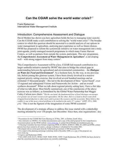Can The Cgiar Solve The World Water Crisis 1