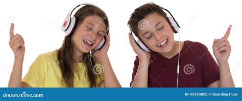 Young Teenager Or Children Listening To Music Stock Photo Image Of