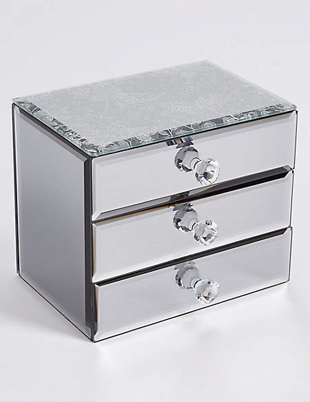 Glitter Diamanté 3 Drawer Jewellery Box Mands Collection Mands