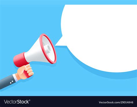 Human Hand Holding Megaphone With Bubble Vector Image