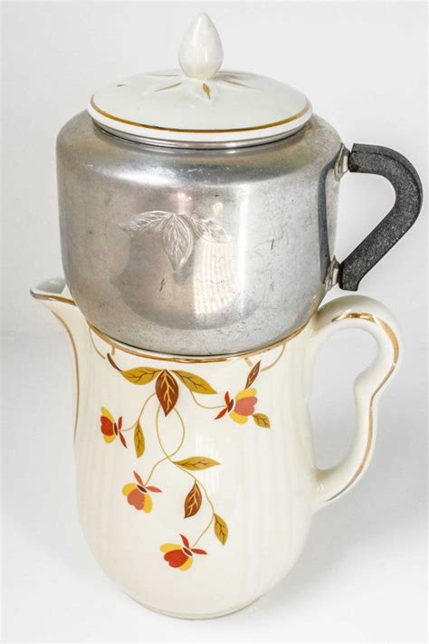 Halls Superior Autumn Leaf Jewel Tea Coffee Pot With Dripolator Jewel