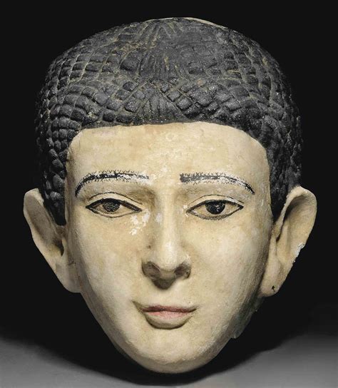 An Egyptian Gesso Painted Stucco Funerary Mask