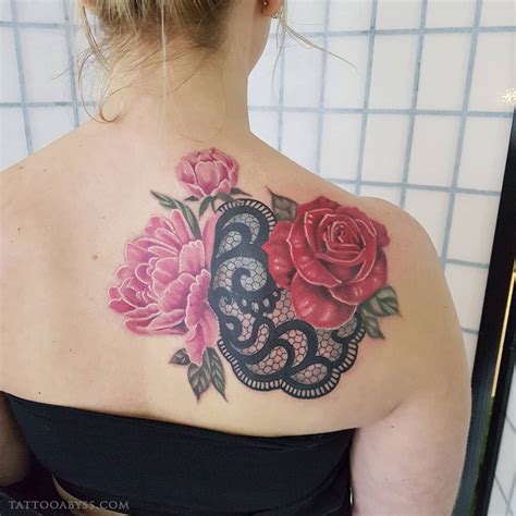 Flower And Lace Shoulder Tattoo Best Flower Site