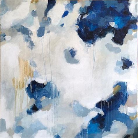 Nuve Large Blue And White Abstract Acrylic Painting
