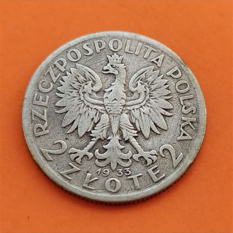 Polonia 2 Zloty 1933 Reyna Jadwiga Km20 Moneda De Plata Mbc Poland 2
