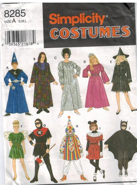 Simplicity Pattern 8285 Halloween Costume Collection For Kids Witch