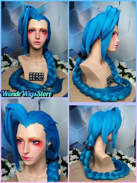 inspired jinx cosplay wig blue cosplay wig etsy