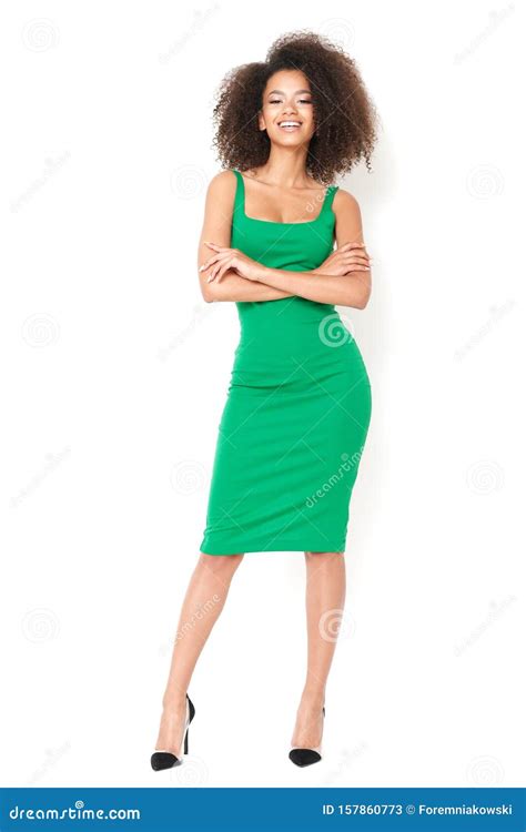 Afro American Girl In Tiny Green Dress Looks Gorgeous Stock Image Image Of Girl Fashionable